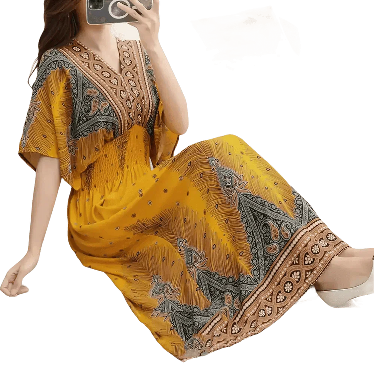 Green Printed Summer Long Maxi Dress - GiFTiFY