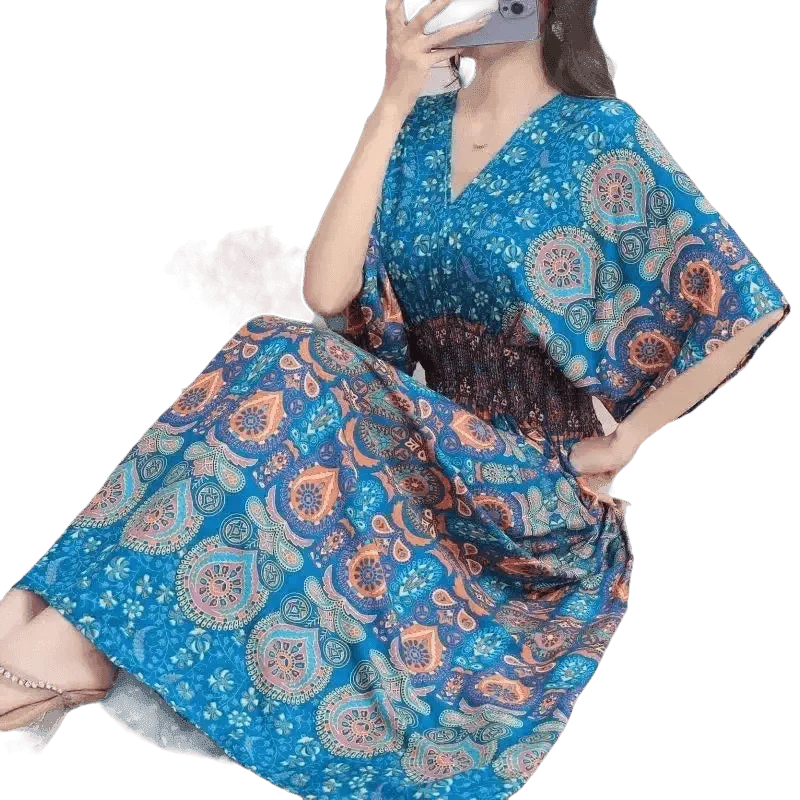 Green Printed Summer Long Maxi Dress - GiFTiFY