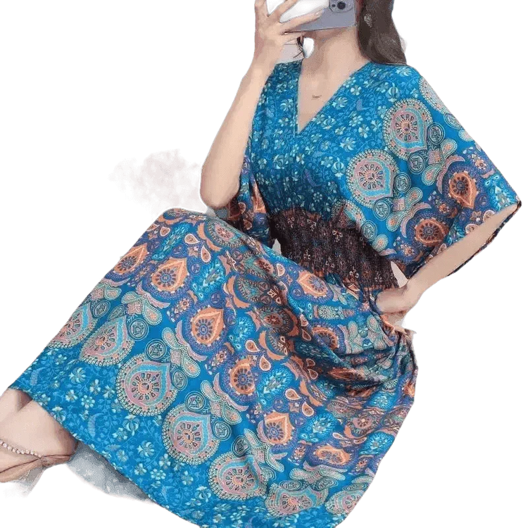 Green Printed Summer Long Maxi Dress - GiFTiFY