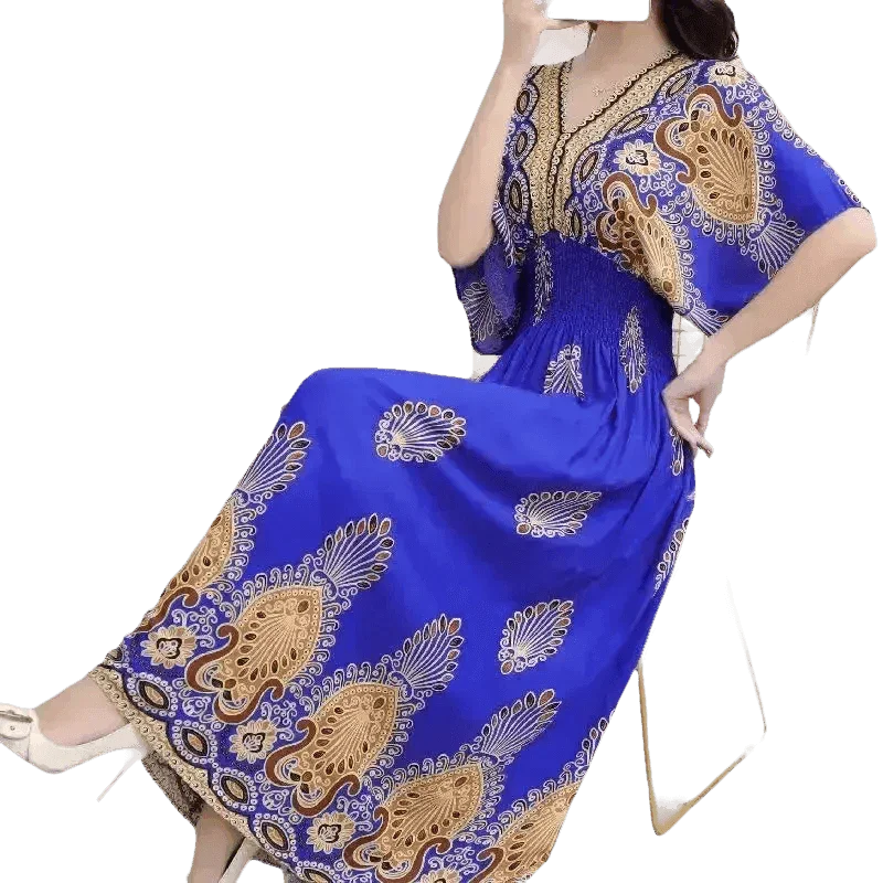 Green Printed Summer Long Maxi Dress - GiFTiFY