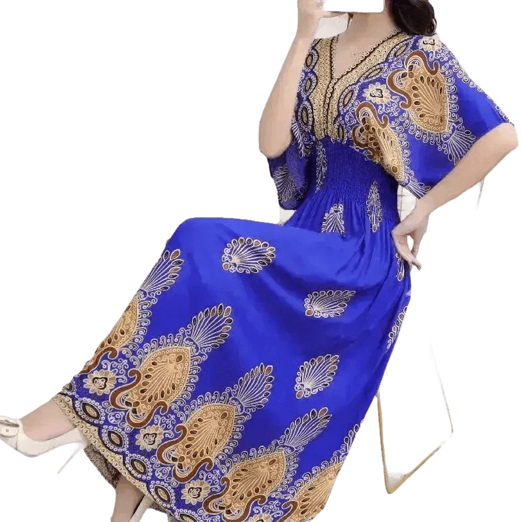 Green Printed Summer Long Maxi Dress - GiFTiFY