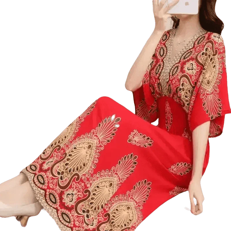 Green Printed Summer Long Maxi Dress - GiFTiFY