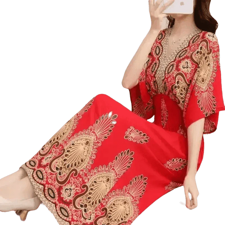 Green Printed Summer Long Maxi Dress - GiFTiFY