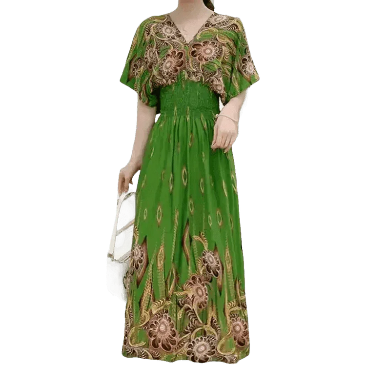 Green Printed Summer Long Maxi Dress - GiFTiFY
