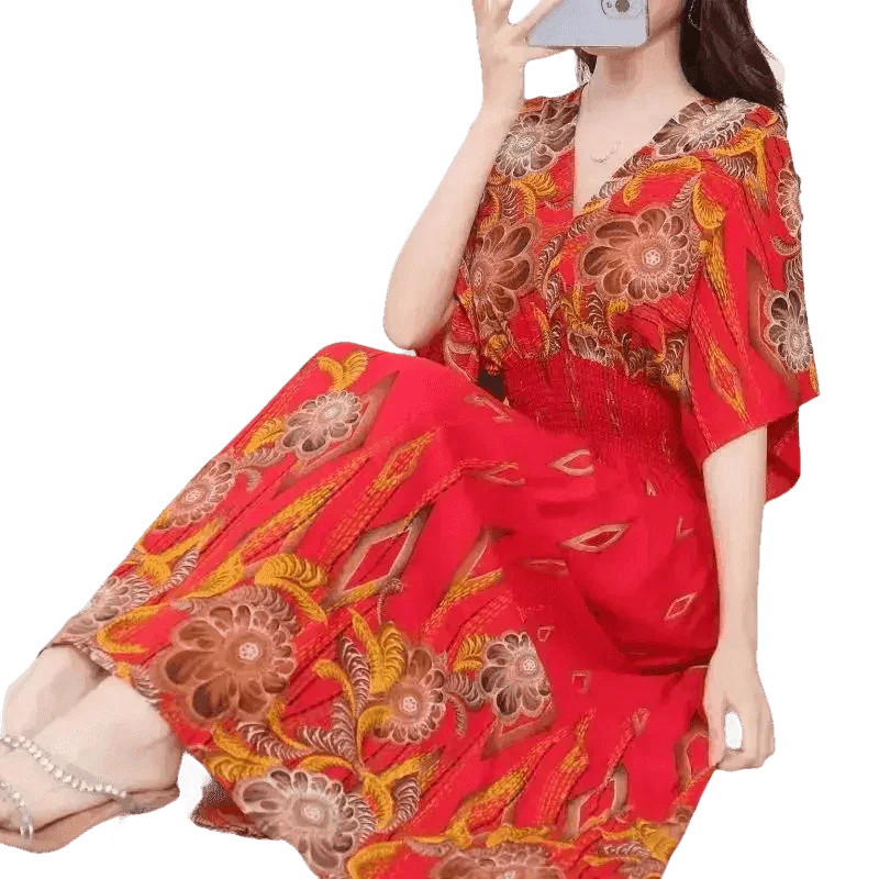 Green Printed Summer Long Maxi Dress - GiFTiFY