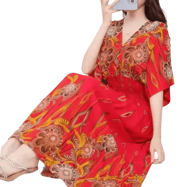 Green Printed Summer Long Maxi Dress - GiFTiFY