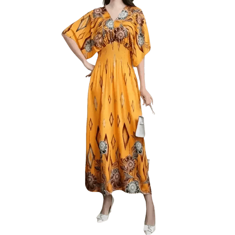 Green Printed Summer Long Maxi Dress - GiFTiFY