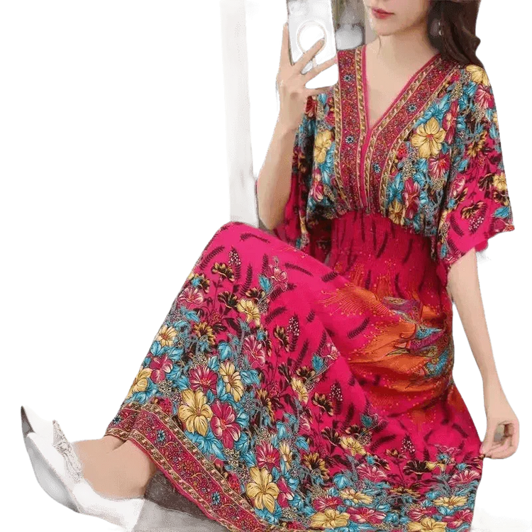 Green Printed Summer Long Maxi Dress - GiFTiFY