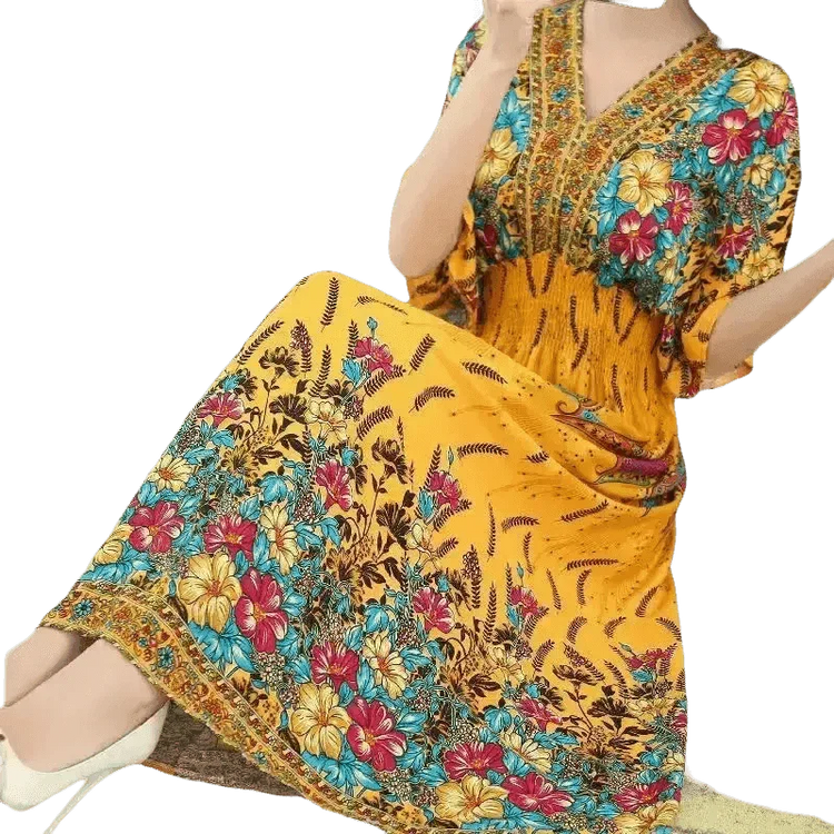 Green Printed Summer Long Maxi Dress - GiFTiFY