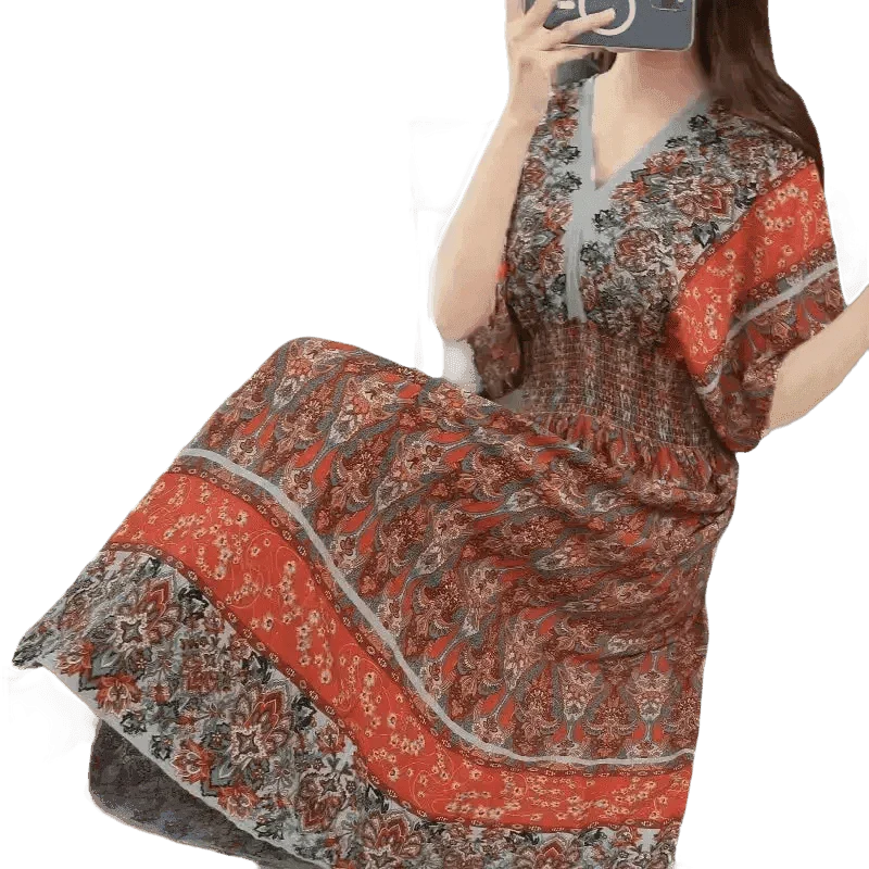 Green Printed Summer Long Maxi Dress - GiFTiFY