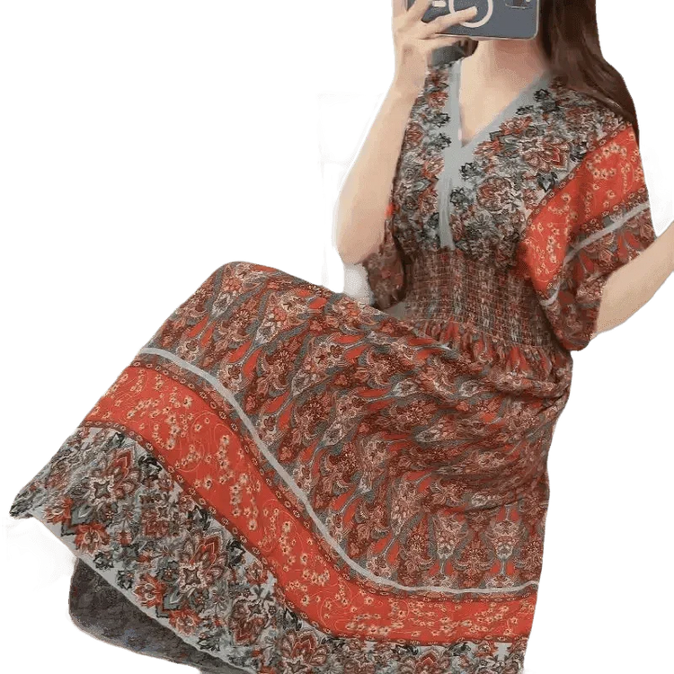 Green Printed Summer Long Maxi Dress - GiFTiFY