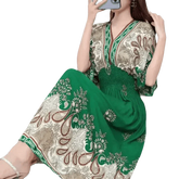 Green Printed Summer Long Maxi Dress - GiFTiFY