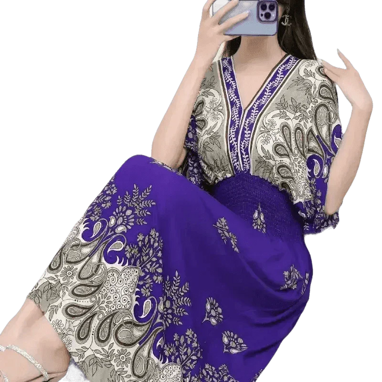 Green Printed Summer Long Maxi Dress - GiFTiFY