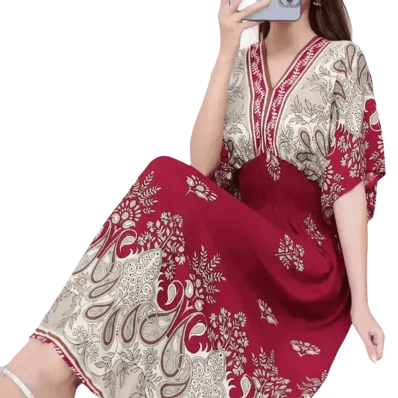 Green Printed Summer Long Maxi Dress - GiFTiFY