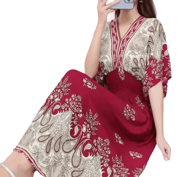 Green Printed Summer Long Maxi Dress - GiFTiFY