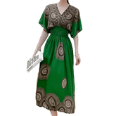 Green Printed Summer Long Maxi Dress - GiFTiFY