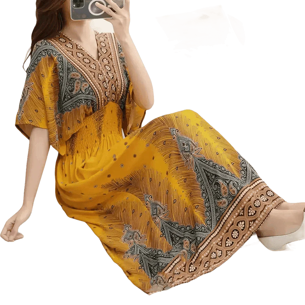 Green Printed Summer Long Maxi Dress - GiFTiFY