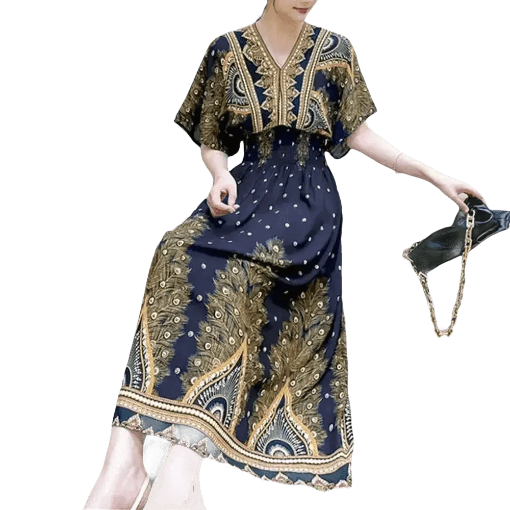 Green Printed Summer Long Maxi Dress - GiFTiFY