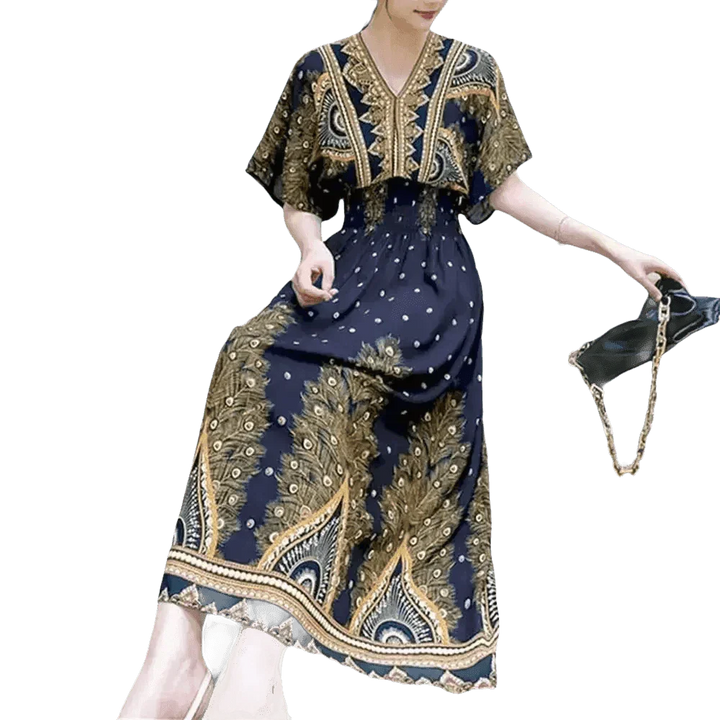 Green Printed Summer Long Maxi Dress - GiFTiFY