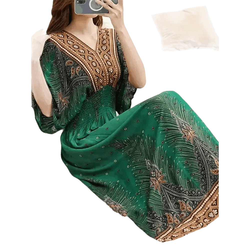 Green Printed Summer Long Maxi Dress - GiFTiFY