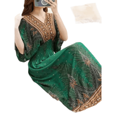 Green Printed Summer Long Maxi Dress - GiFTiFY