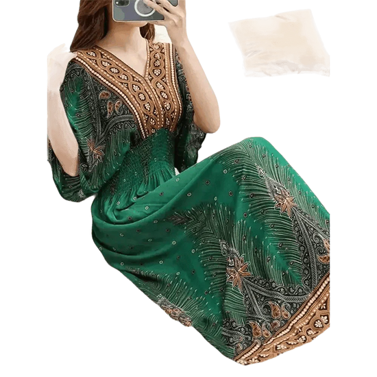 Green Printed Summer Long Maxi Dress - GiFTiFY