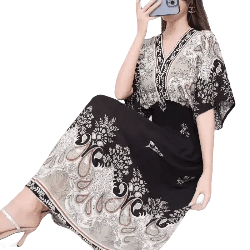 Green Printed Summer Long Maxi Dress - GiFTiFY