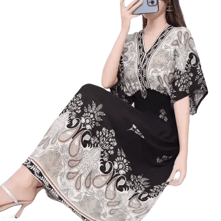 Green Printed Summer Long Maxi Dress - GiFTiFY