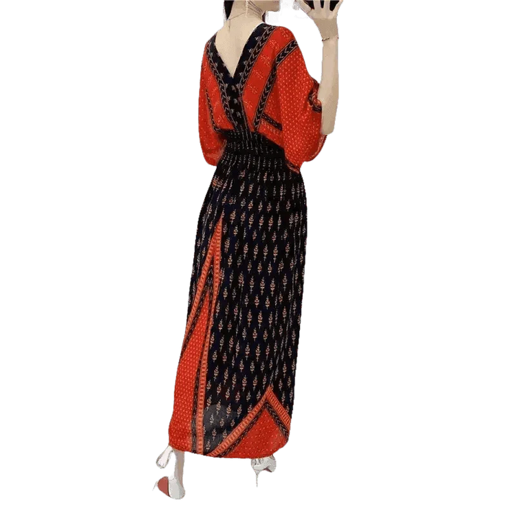 Green Printed Summer Long Maxi Dress - GiFTiFY