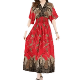 Green Printed Summer Long Maxi Dress - GiFTiFY