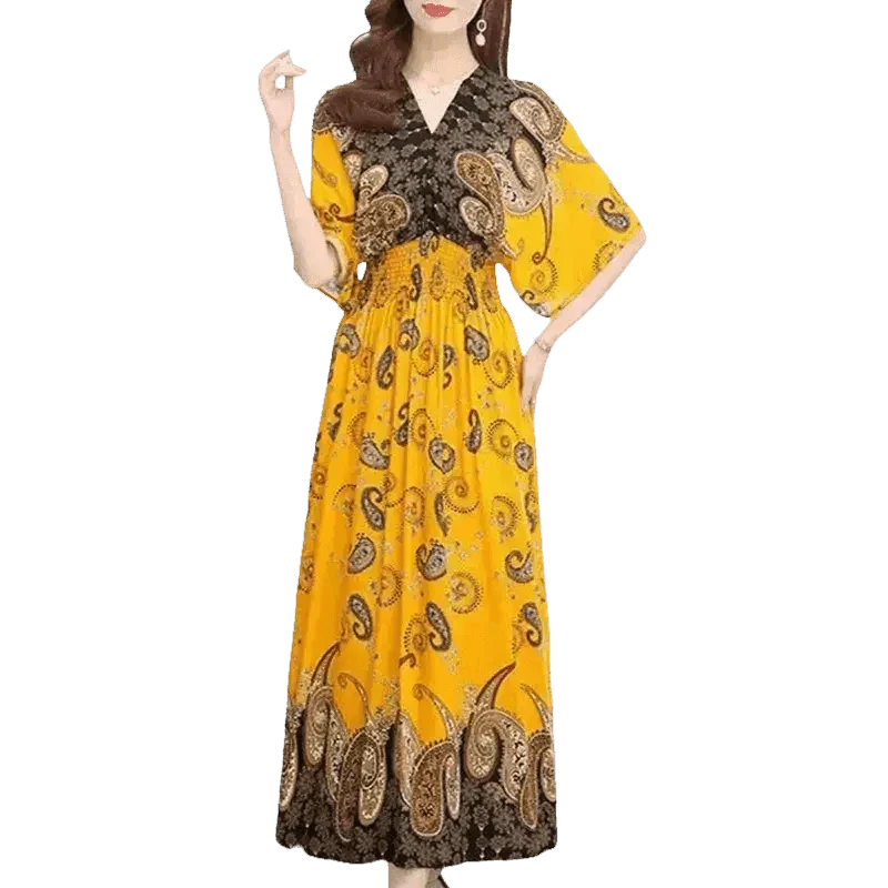 Green Printed Summer Long Maxi Dress - GiFTiFY