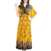 Green Printed Summer Long Maxi Dress - GiFTiFY