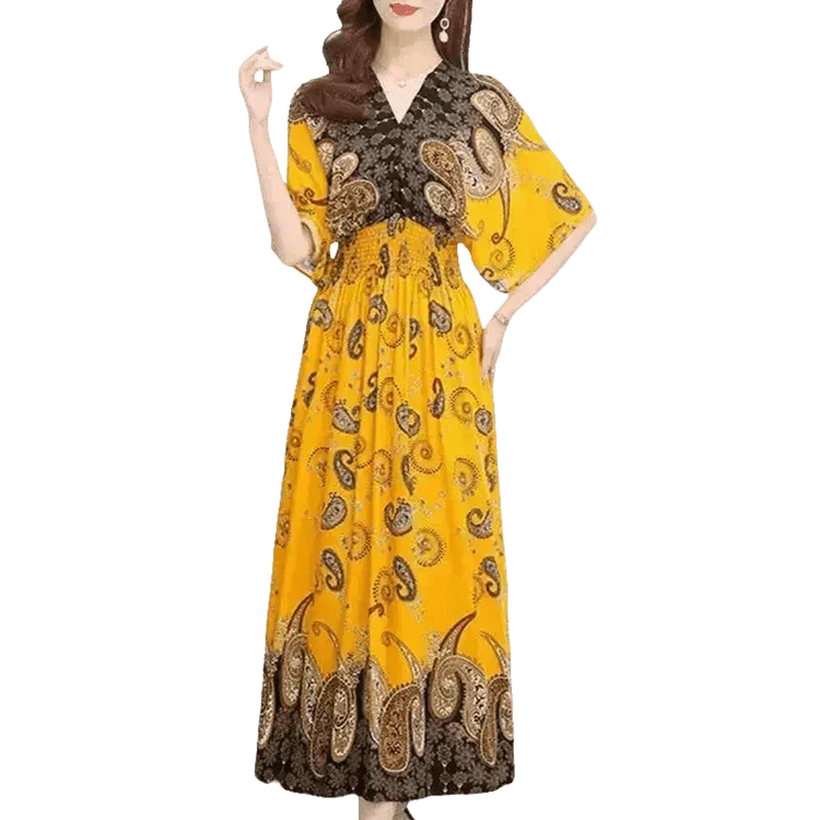 Green Printed Summer Long Maxi Dress - GiFTiFY