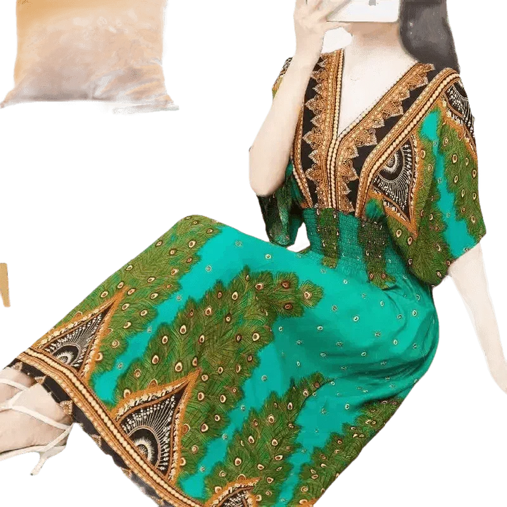 Green Printed Summer Long Maxi Dress - GiFTiFY