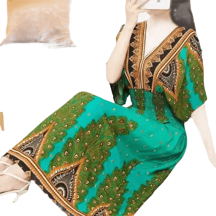 Green Printed Summer Long Maxi Dress - GiFTiFY