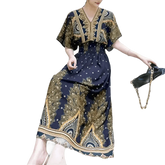 Green Printed Summer Long Maxi Dress - GiFTiFY