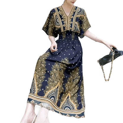 Green Printed Summer Long Maxi Dress - GiFTiFY