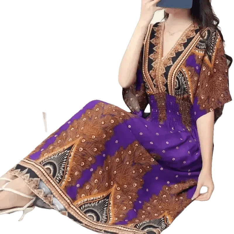 Green Printed Summer Long Maxi Dress - GiFTiFY