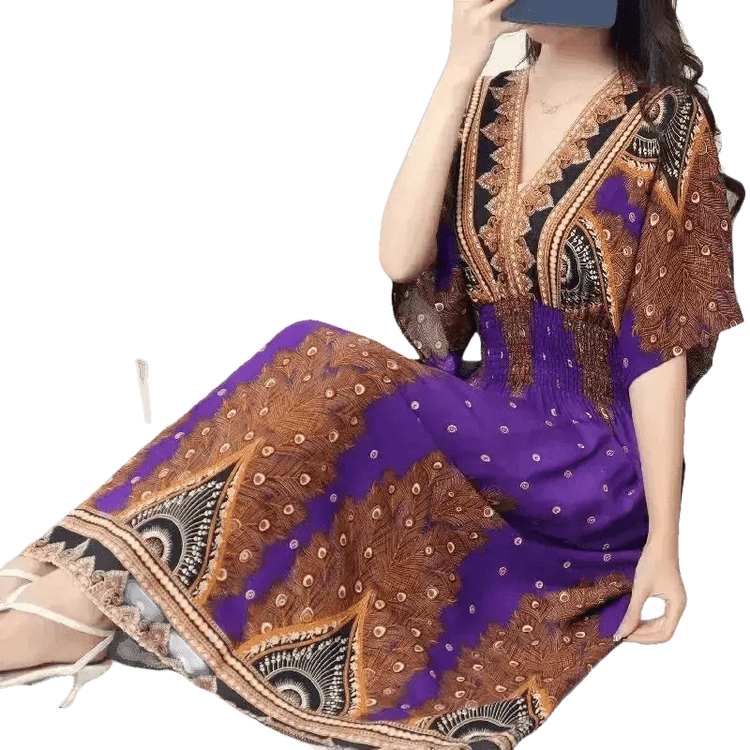 Green Printed Summer Long Maxi Dress - GiFTiFY