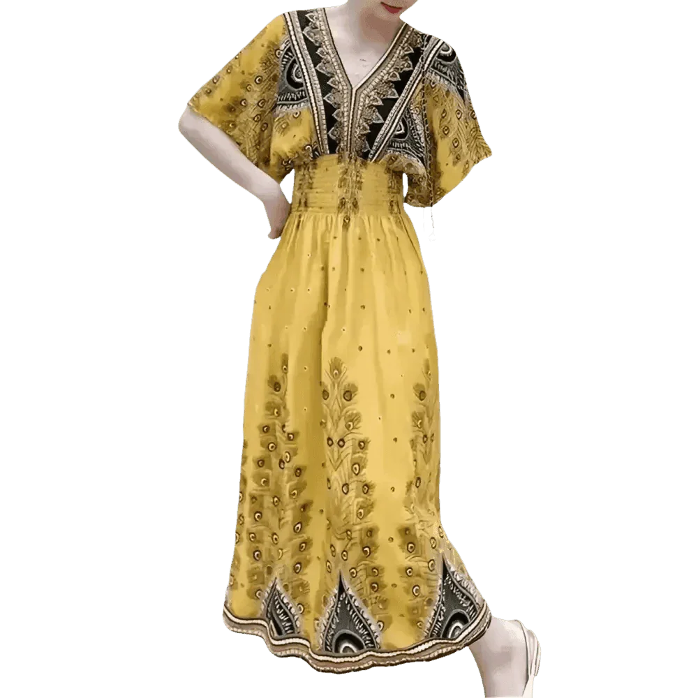 Green Printed Summer Long Maxi Dress - GiFTiFY