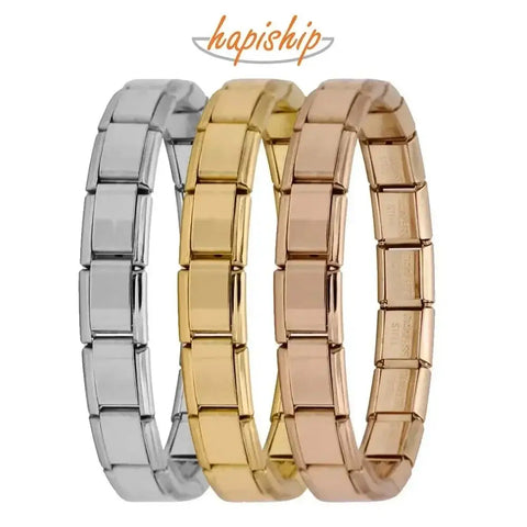 Hapiship Women's Stainless Steel Charm Braceletcharm bracelet,classic style,colorful options,durable material,everyday wear,fashion accessory,geometric design,gift idea,hidden clasp,hologram bracelet,link chain,metal bracelet,stainless steel,trendy jewelr