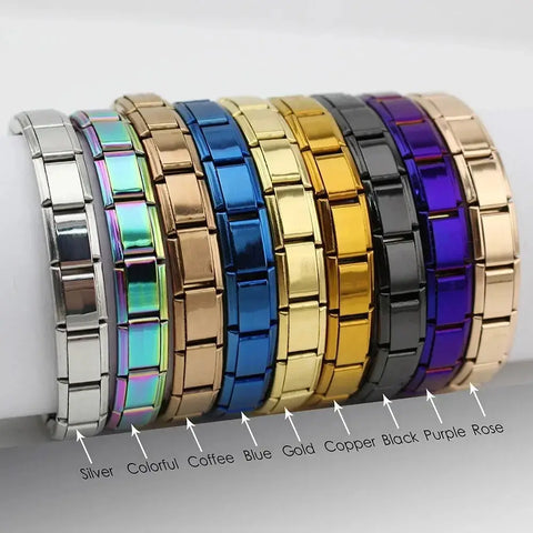 Hapiship Women's Stainless Steel Charm Braceletcharm bracelet,classic style,colorful options,durable material,everyday wear,fashion accessory,geometric design,gift idea,hidden clasp,hologram bracelet,link chain,metal bracelet,stainless steel,trendy jewelr