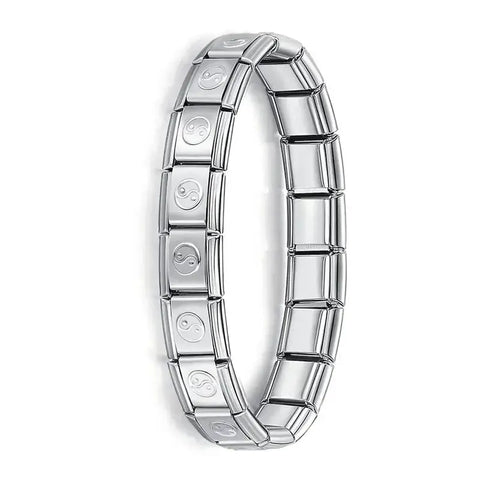 Hapiship Women's Stainless Steel Charm Braceletcharm bracelet,classic style,colorful options,durable material,everyday wear,fashion accessory,geometric design,gift idea,hidden clasp,hologram bracelet,link chain,metal bracelet,stainless steel,trendy jewelr