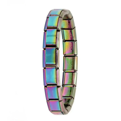 Hapiship Women's Stainless Steel Charm Braceletcharm bracelet,classic style,colorful options,durable material,everyday wear,fashion accessory,geometric design,gift idea,hidden clasp,hologram bracelet,link chain,metal bracelet,stainless steel,trendy jewelr