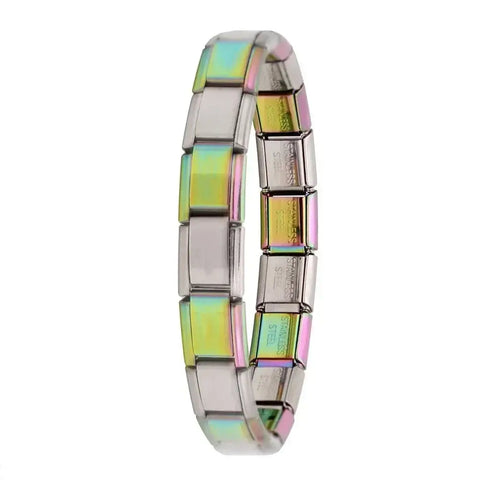 Hapiship Women's Stainless Steel Charm Braceletcharm bracelet,classic style,colorful options,durable material,everyday wear,fashion accessory,geometric design,gift idea,hidden clasp,hologram bracelet,link chain,metal bracelet,stainless steel,trendy jewelr