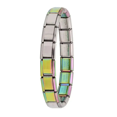 Hapiship Women's Stainless Steel Charm Braceletcharm bracelet,classic style,colorful options,durable material,everyday wear,fashion accessory,geometric design,gift idea,hidden clasp,hologram bracelet,link chain,metal bracelet,stainless steel,trendy jewelr
