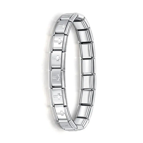 Hapiship Women's Stainless Steel Charm Braceletcharm bracelet,classic style,colorful options,durable material,everyday wear,fashion accessory,geometric design,gift idea,hidden clasp,hologram bracelet,link chain,metal bracelet,stainless steel,trendy jewelr
