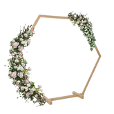 Hexagonal Wooden Wedding Arch with Floral Decorations - GiFTiFY