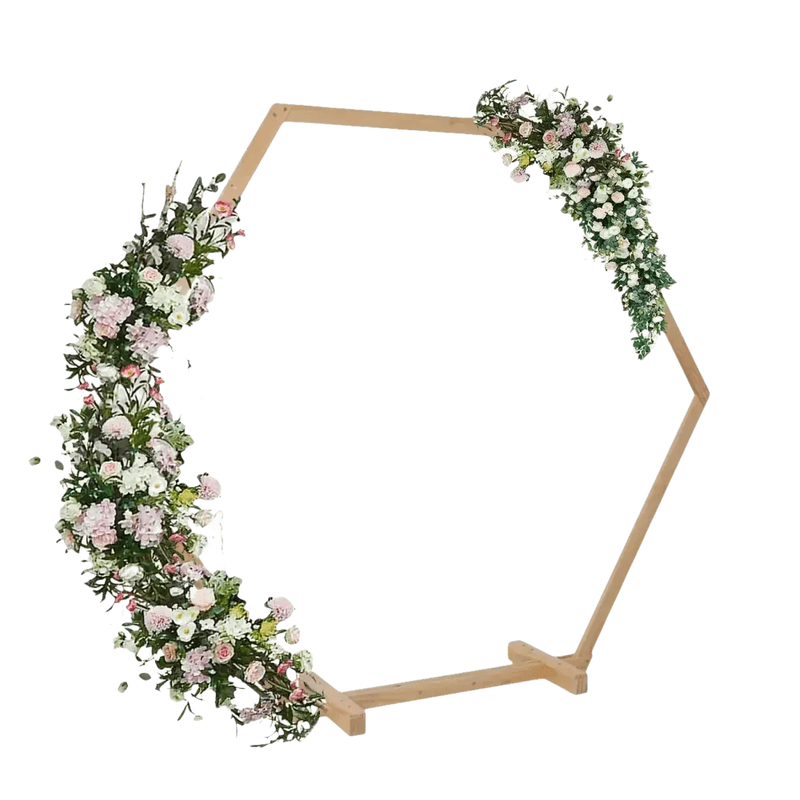 Hexagonal Wooden Wedding Arch with Floral Decorations Wedding Ceremony Arch by Wisforfurniture Store