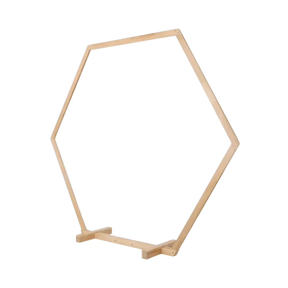 Hexagonal Wooden Wedding Arch with Floral Decorations - GiFTiFY
